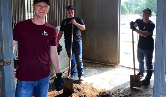 three men at work